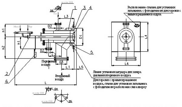 Схематическое изображение горелки ГМГ-2