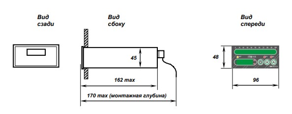 Схема габаритных размеров индикатора ИТМ-11