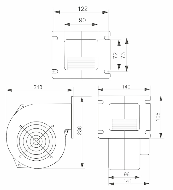 Габаритные размеры вентилятора WPA-145