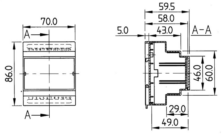 Габаритные размеры контроллера Aeroclim-8sv